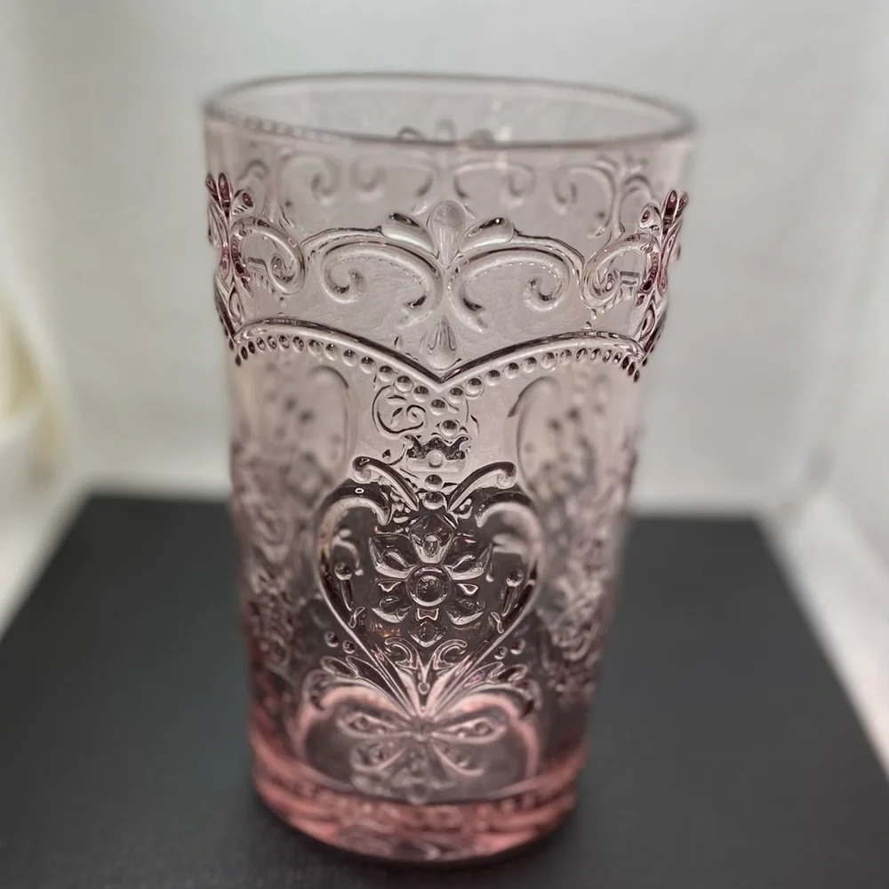 Pioneer Woman Embossed Glass Amelia/Tumbler, Rose 15.22 Oz